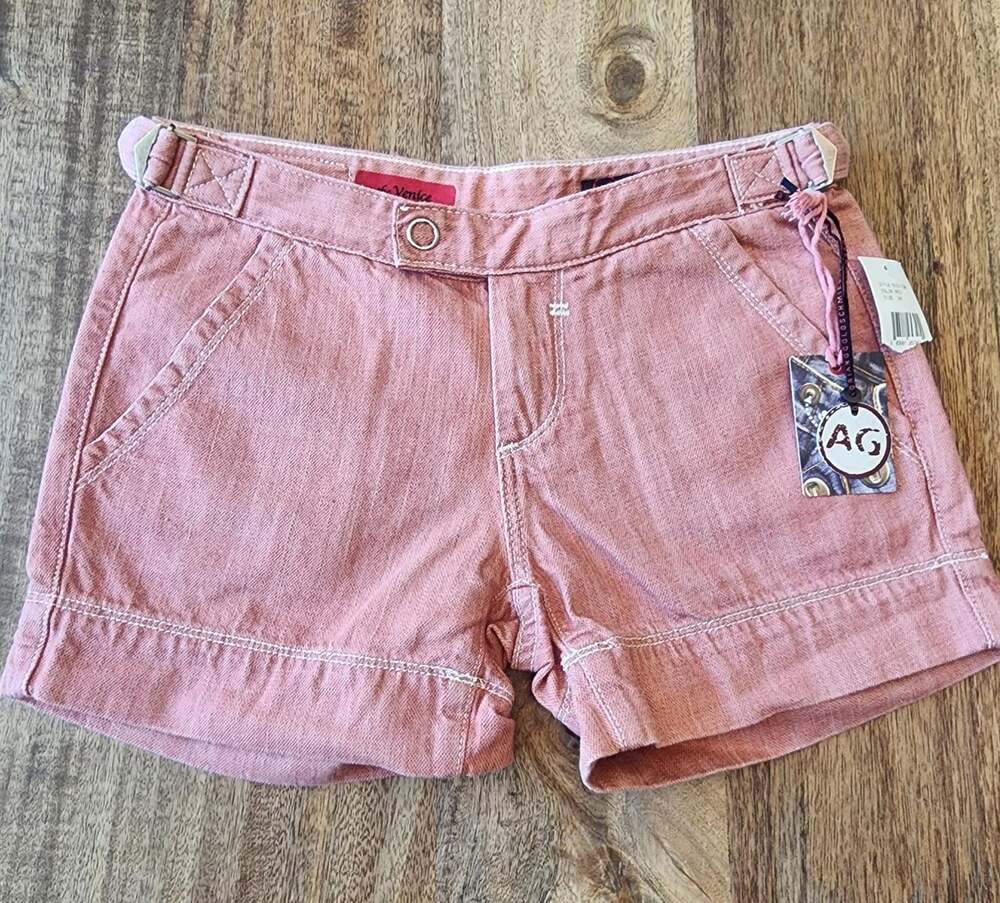 AG Adriano Goldschmied Shorts Womens 24 Pink Denim Venice Magic Snap Made USA